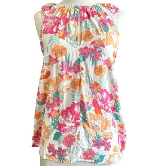 NWT Rachel Zoe Floral Print Sleeveless Keyhole Blouse - Picture 1 of 13